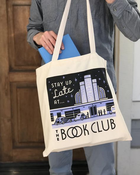 Library Tote Bag, Library Tote, Stay Up Late, Matchbook Art, Best Tote Bags, The Book Club, Book Tote Bag, Girls Tote, Staying Up Late