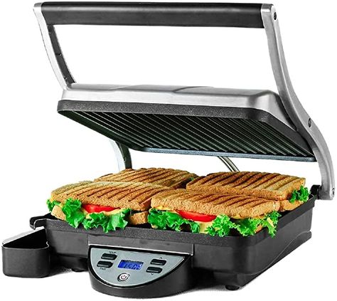 AmazonSmile: Ovente 4 Slice Electric Indoor Panini Press Grill with Non-Stick Double Flat Cast Iron Cooking Plates & Removable Drip Tray, Countertop Stainless Steel Sandwich Maker Bread Toaster, Silver GP1000BR: Home & Kitchen Backyard Updates, Beds With Storage Drawers, Panini Maker, Soft Serve Ice Cream Machine, Pressed Sandwich, Blender For Smoothies, Bread Toaster, Hand Mixers, Grill Sandwich Maker