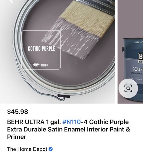 Gothic Purple Paint Behr, Purple Gray Paint Behr, Smokey Purple Paint Color, Purple Mauve Bedroom, Dusty Purple Paint Color, Behr Gothic Purple, Purple And Grey Bathroom, Lavender Grey Paint, Purple Grey Paint Color