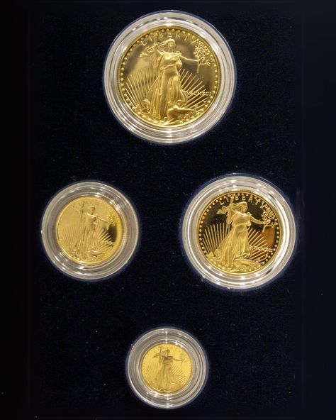 🦅✨ Golden opportunity alert! Dive into our auction for the 1991 American Eagle Gold Bullion Coins Proof Set. This exquisite collection includes the 1991 "W" $50, 1991 "P" $25, 1991 "P" $10, and 1991 "P" $5 coins, all housed in a beautiful case with a Certificate of Authenticity. A total of 1.85 Troy oz of pure gold awaits. Whether you’re expanding your collection or starting a new one, this set is a treasure. Hurry, the auction ends this Thursday!⁠ ⁠ #GoldCoins #AmericanEagle #ProofSet #Aucti... Gold Bullion Coins, Golden Opportunity, Bullion Coins, Gold Bullion, Gold Coins, Pure Gold, American Eagle, Auction, Pure Products