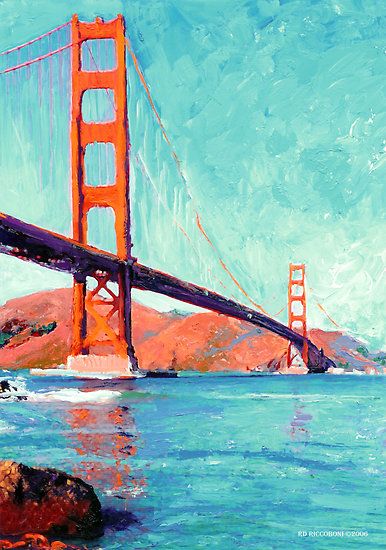 golden gate bridge - Google Search San Francisco Painting, Golden Gate Bridge Painting, San Francisco Bridge, San Francisco Wall Art, Marine Landscape, Old Town San Diego, Bridge Painting, Bridge Art, San Francisco Golden Gate Bridge