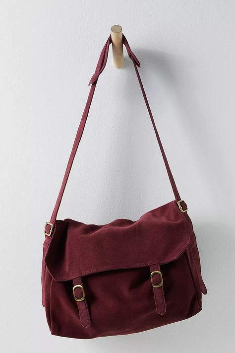 Zahara Suede Messenger Bag | Free People Bags Aesthetic, Leather Messenger Bag, Leather Messenger, Artisan Craft, Vintage Aesthetic, Free Bag, Canvas Bag, Boho Outfits, Shoulder Pads