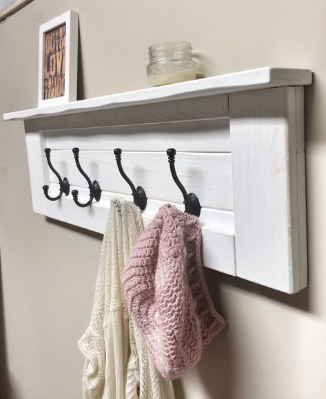 Rustic Wooden Entryway White Coat Rack, Rustic Wooden Shelf, Entryway Rack, Coat Rack, Rustic Home Decor, Rustic Furniture, Floating Shelf White Coat Rack, Entryway Rack, Decoration Hall, Shelf Entryway, Coat Rack Hooks, Entryway Coat Rack, Rustic Coat Rack, Rustic Wooden Shelves, Wooden Wall Hooks