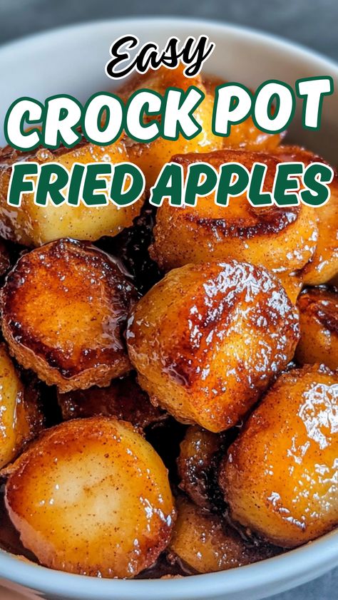 Sweet Snacks & Treats: Easy Crock Pot Fried Apples Apples In The Airfryer, Crockpot Apple Breakfast Recipes, Baked Fried Apples, Fried Apples Recipe Easy Crockpot, Crockpot Stewed Apples, Fried Apples Crockpot, Cooked Apples In Crockpot, Apple Recipes Instant Pot, Apples In Crockpot Easy