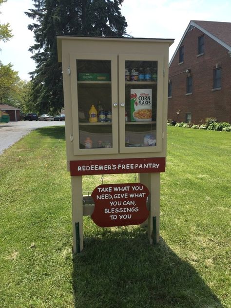 Free Pantry/Blessing Box Available at Redeemer... - Oak Forest, IL - Free Pantry Blessing Box available to the community at Redeemers Lutheran Church Afro Hairstyles Women, Homeless Care Package, Little Free Pantry, Community Service Ideas, Free Pantry, Church Outreach, Short Afro Hairstyles, Blessing Bags, Natural Afro