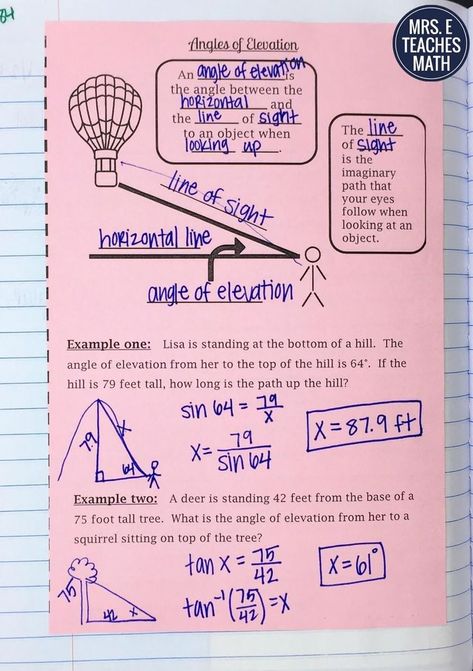 Angle Of Elevation, Analytical Geometry, Geometry Interactive Notebook, High School Geometry, Geometry Help, Geometry Teacher, High School Math Classroom, Teaching Geometry, Geometry High School