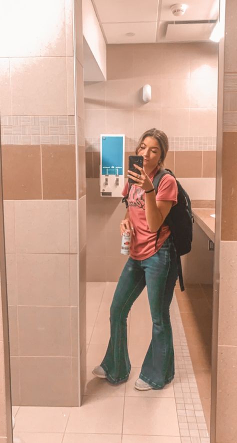 flares, western, livestock Country Outfits With Flare Leggings, Western Outfit With Flare Leggings, Slightly Country Outfits, Best Places To Get Flared Jeans, Country Outfits Modest, Country Flare Jeans Outfit, Western Aesthetic Fashion, Outfits For School Western, Casual Western Outfits For School