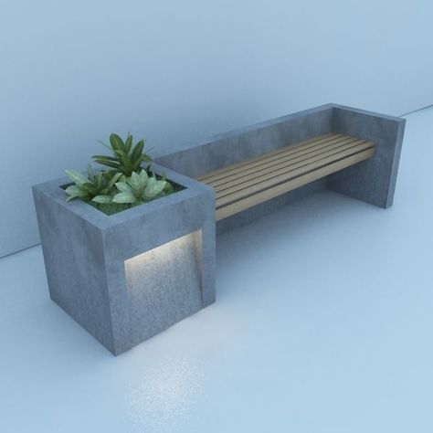 Concrete Outdoor Furniture, Modern Planters Outdoor, Wood Bench Outdoor, Concrete Bench, Backyard Renovations, Outdoor Living Design, Concrete Garden, Modern Outdoor Furniture, Concrete Planters