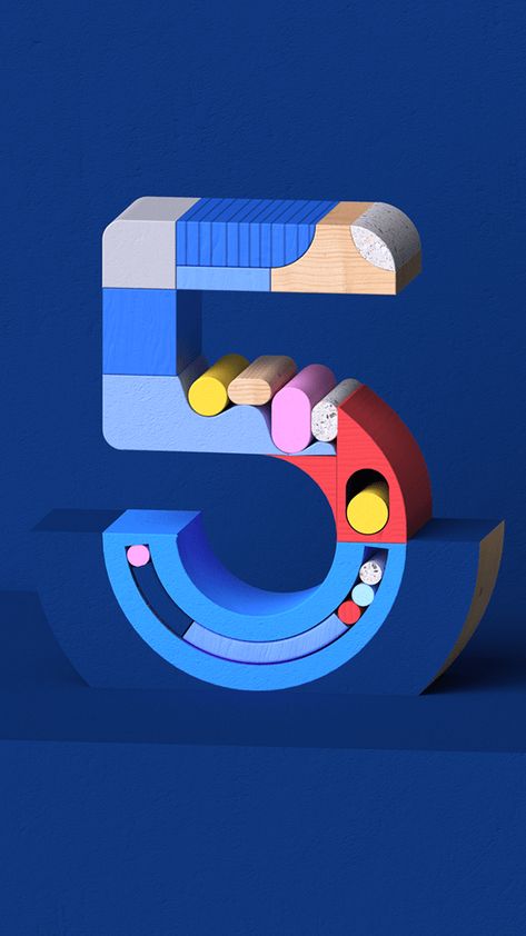 Faceversary - FACEBOOK on Behance Tipografi 3d, 3d Cinema, 3d Type, Number Five, Chinese Typography, 3d Typography, Number Design, 3d Artwork, Typography Inspiration