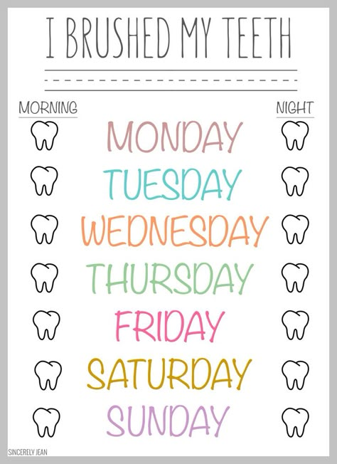 Kids Teeth Chart, Tooth Brushing Chart, Teeth Tips, Lettering For Beginners, Kids Routine Chart, Tooth Chart, Kids Teeth, Kids Schedule, Routine Chart