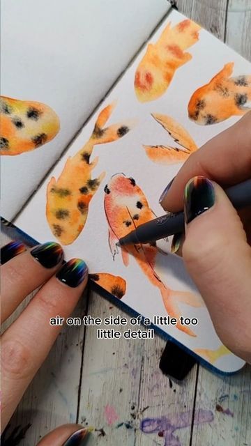 Lacey Walker on Instagram: "Nothing fishy here, just since watercolor fun! I love making paintings where the shape of what you're making can be defined in a few strategic brush strokes. I used a quill brush for this with an assortment of my handmade watercolors and my watercolor journal. All this can be found on m y we bsite! #practicenotperfection #funart #watercolor #sketchbookexercises #easywatercolor #beginnerwatercolor #easyart #learnwatercolor #koifish" Fish Collage, Reverse Coloring, Watercolour Cards, Heart Ideas, Watercolor Art Journal, Learn Watercolor, Watercolor Fish, Watercolor Journal, Water Colors