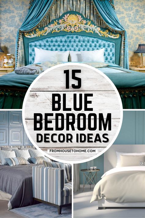 These blue bedroom decor ideas will give you lots of interior design inspiration for a bedroom makeover. It's such a soothing and relaxing bedroom paint color that you'll get the best sleep ever! Relaxing Bedroom Paint, Aqua Blue Bedroom, Popular Bedroom Paint Colors, Teal Bedrooms, Blue And White Bedrooms, Blue Bedroom Decor Ideas, Woman's Bedroom, Black Walls Bedroom, Dramatic Bedroom