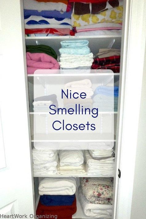 We're organizing closets to make them function and look better. But how do they smell? Let's talk about things people with nice smelling closets always do. How To Make Linen Closet Smell Good, Keep Linen Closet Smelling Fresh, How To Keep Linens Fresh In Closet, Smelly Closet Remedy, How To Keep Closets Smelling Fresh, How To Keep Your Closet Smelling Fresh, How To Make Your Closet Smell Good, Closet Smell Fresh Ideas, How To Make Closet Smell Good