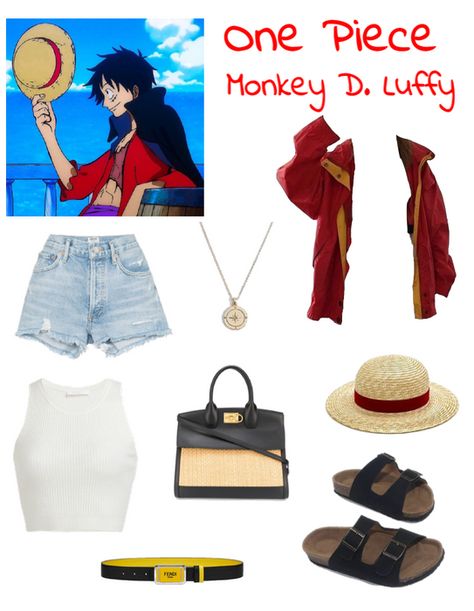 Luffy Outfits, Straw Hats Outfit, One Piece Monkey D Luffy, Luffy Anime, One Piece Cosplay, Character Inspired Outfits, Anime Inspired Outfits, Casual Cosplay, One Piece Outfit