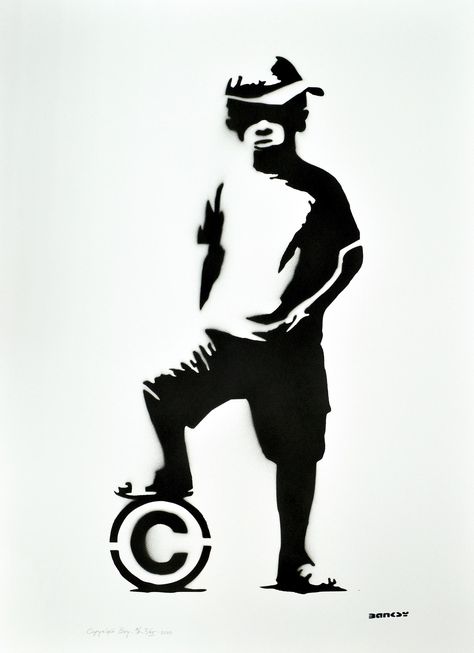 Title: Copyright Boy. Banksy, after. Stencil/Spray. StreetArt. Edition: A/P (Artist Proof) Random/XX. Comes with Signed COA card of the Publisher. Signature imprimée (signed in plate). With pencil hand titled and numbered. Banksy Stencil, Street Art Banksy, Banksy Art, Spray Paint Art, Paint Art, Banksy, Spray Paint, A P, Netherlands