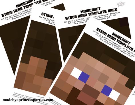 Make your own Minecraft Steve Head for under $10 for Halloween or Cosplay! Download the FREE easy to follow template and make this costume tonight! @madebyaprincess Minecraft Steve Costume, Minecraft Steve Head, Minecraft Halloween Costume, Minecraft Mask, Steve Costume, Minecraft Heads, Minecraft Party Printables, Minecraft Halloween, Minecraft Printables