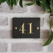 house numbers uk - Google Search House Number Ideas Outdoor, Traditional House Numbers, Slate House Numbers, Traditional Font, Front Door Numbers, Modern House Numbers Sign, Room Signage, House Numbers Diy, Number Ideas