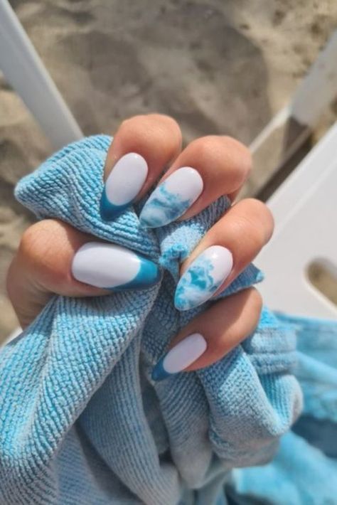 20 Beach Nail Designs 2024: Vacations, Simple to Acrylic Elegance Beach Nail Designs Vacations Simple, Cute Beach Nails Simple, Nail Ideas For Beach, Florida Vacation Nails, Beach Nails Almond, Beach Theme Nails, Nails For Beach, Cabo Nails, Beach Nails Vacation Ocean