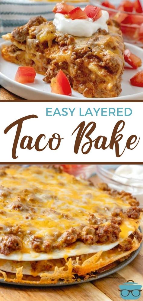 Taco Easy, Layered Taco Bake, Layered Taco, Dinner Quick, Beef Taco, Mexican Pizza, Taco Bake, Ground Beef Recipes Easy, Ground Beef Recipes For Dinner