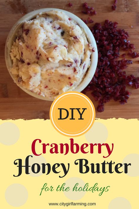 cranberryhoney-butter Cranberry Honey Butter, Cranberry Honey, Sour Cream Scones, Fruit Breads, Easy Dessert Dips, Family Around The Table, Cranberry Butter, Flavored Butters, Compound Butter Recipe