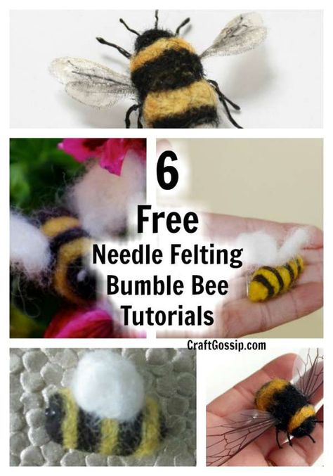 6 Free Needle Felted Bumble Bee Tutorials – Felting Needle Felt Bee, Felt Bumble Bee, Felted Bumble Bee, Bumble Bee Craft, Needle Felting Tutorial, Felted Christmas, Needle Felting Diy, Wet Felting Projects, Felt Pictures