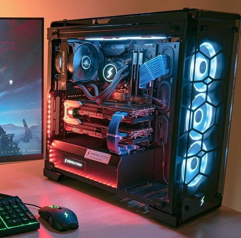 The mech looking pc build ! Who wouldn't love to have it ! ☺️🎮 Custom Computers, Set Up Gamer, Gaming Computer Setup, Gaming Pc Build, Computer Build, Pc Repair, Pc Gaming Setup, Custom Computer, Custom Pc