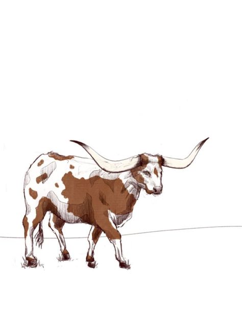 This is a drawing of a Texas Longhorn! This was made to feel minimalist and western at the same time. It's a simple stoic piece to have hung on any room or living space! #TexasLonghorns #Texas #WesternArt #PrintableWallArt #WesternWallArt Longhorn Tattoo, Western Artwork, Western Wall Art, Texas Longhorn, Texas Longhorns, Western Art, A Drawing, Printable Wall Art, Moose Art