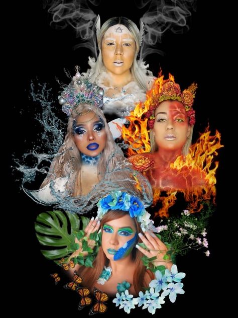 Four Elements Costume, Elements Costume Air, Earth Air Fire Water Halloween Costumes, Air Costume Element, Earth Makeup Element, College Makeup, Disney Eye Makeup, Mother Nature Costume, Water Fashion