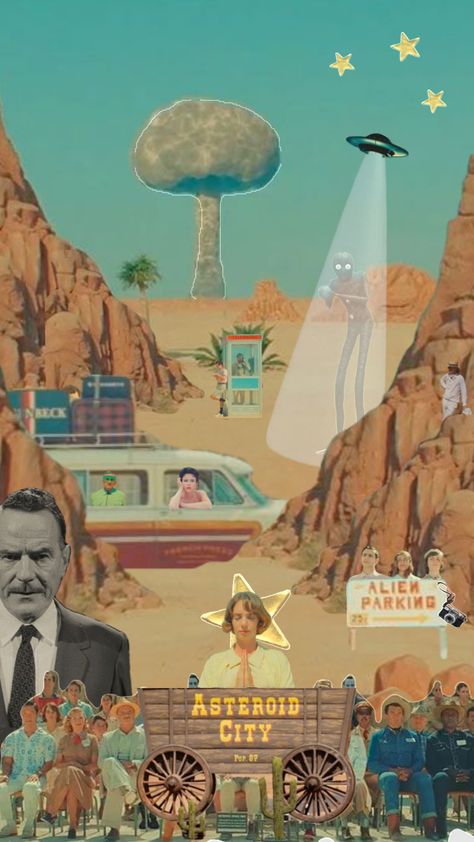 Wes Anderson Wallpaper, Wes Anderson Aesthetic, Asteroid City, Wes Anderson Style, City Collage, Rosé Concert, Wes Anderson Movies, Wes Anderson Films, Strong Female Characters