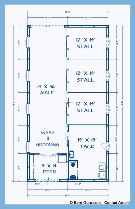 Horse Stall Plans, Three Stall Horse Barn, Sims 3 Horse Stables, Horse Stalls Ideas, 3 Stall Horse Barn Plans, Horse Farm Layout With House, Barn Layout Multi Animal, Small Stable Ideas, Small Horse Barn Ideas Layout