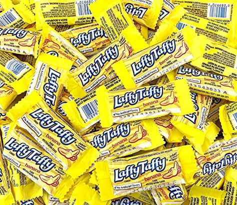 Diy Laffy Taffy, Banana Laffy Taffy Aesthetic, Pink Laffy Taffy, Banana Laffy Taffy, Yellow Candy Aesthetic, Banana Yellow, Banana Party, Banana Candy, Individually Wrapped Candy