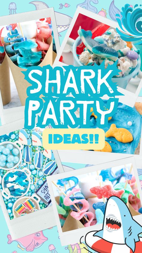 Shark Theme Party Food, Shark Birthday Party Food, Shark Party Food, Shark Week Food, Shark Themed Food, Shark Party Foods, Shark Party Ideas, Party Planning Food, Shark Week Party