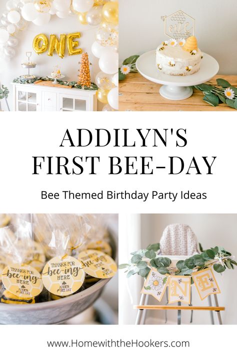 It's Fun To Bee One, Honey Bee Birthday Decor, 1st Birthday Party Snack Ideas, One Year Old Birthday Bee Theme, 1st Birthday Bumble Bee Theme, Bumble Bee One Year Birthday, Cool First Birthday Ideas, Bee One Year Old Party, Happy First Bee Day Birthday Parties