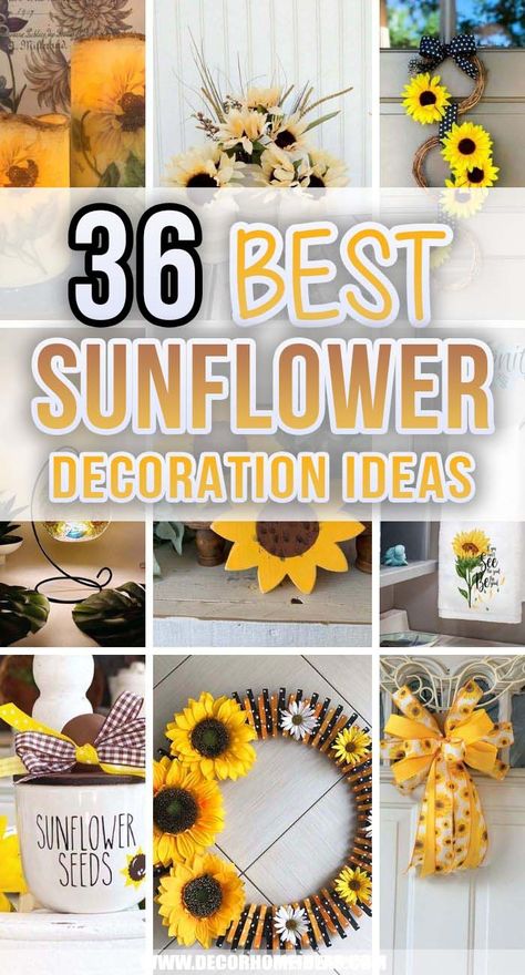 Sunflower Decor Ideas, Sunflower Wreath Diy, Sunflower Bathroom, Sunflower Room, Diy Sunflower, Sunflower Home Decor, Sunflower Wall Decor, Sunflower Kitchen Decor, Sunflower Crafts