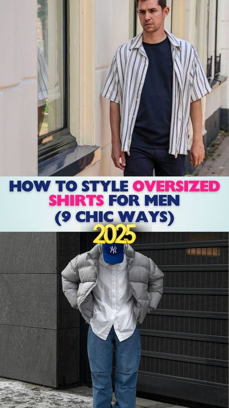 Oversized shirts redefined! Pair them with trousers, shorts, or layers for modern outfits. Men Oversized Shirt Outfits, Oversized Shirt Men Outfits, How To Style Oversized Shirt, Oversized Shirt Men, Oversized Shirt Outfit, Oversized Shirts, Modern Outfits, Oversized Shirt, Shirts For Men