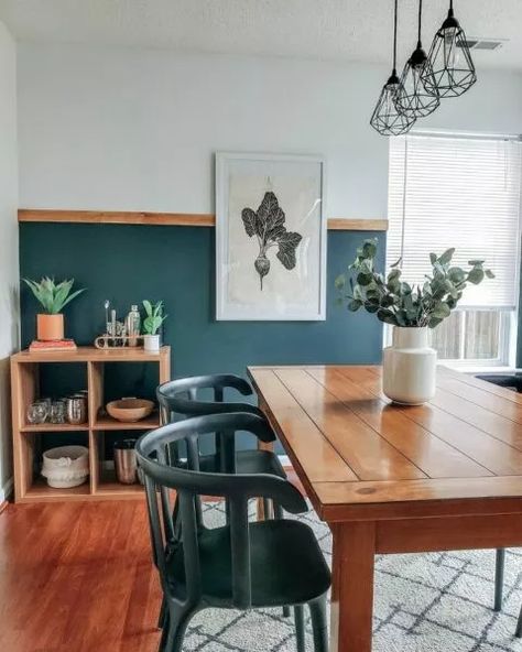 18 Home-changing Accent Wall Ideas for Your Next Easy DIY Project Colorful Minimalism Aesthetic, Black Evergreen, Accent Wall Dining Room, Evergreen Color, Installing Wainscoting, Brick Paneling, Accent Wall Paint, Diy Accent Wall, Diy Wand