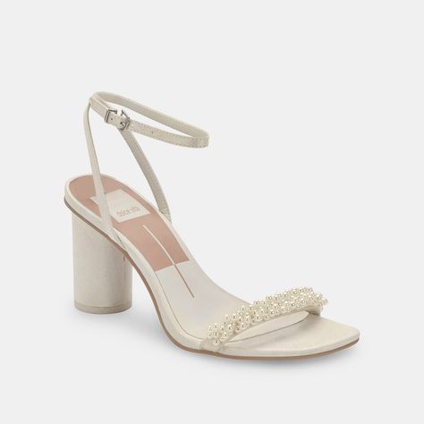 NORY Heels Vanilla Pearls | Women's Pearl Heels – Dolce Vita Pearl Heels, Bride Heels, Dolce Vita Heels, Pearl Sandals, Wedding Shoes Bride, Wide Heels, Wedding Shoes Heels, Wedding Dress Shoes, Wedding Heels