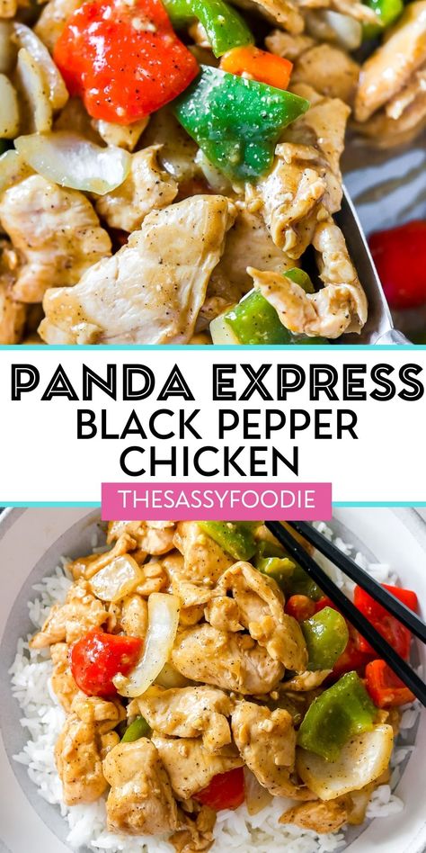 There is truly nothing like the comfort of classic takeout dishes. This black pepper chicken recipe is a copycat version of Panda Express' long lost menu item, which in my opinion, blows black pepper beef out of the water! Tender, juicy chicken comes together with the perfect balance of crisp veggies and a savory sauce with a kick for a quick, easy and delicious meal - You might just ditch takeout, after all! Pepper Chicken Panda Express, Black Pepper Chicken Panda Express, Panda Express Black Pepper Chicken, Black Pepper Chicken Recipe, Panda Express Copycat, Pepper Chicken Recipe, Black Pepper Beef, Pepper Beef, Black Pepper Chicken