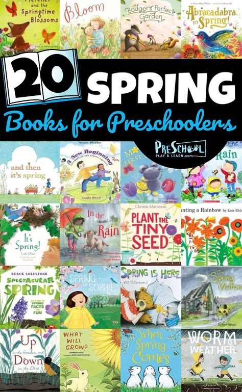 20 Spring Books for Preschoolers - lots of fun picture books for toddler, preschool and kindergarten age kids to celebrate spring time! #preschool #preschoolers #booklist Books About Spring, Spring Read Alouds, Teaching Preschoolers, Books For Preschoolers, Preschool Sight Words, Homeschooling Preschool, Spring Reading, Preschool Reading, Preschool Homeschool