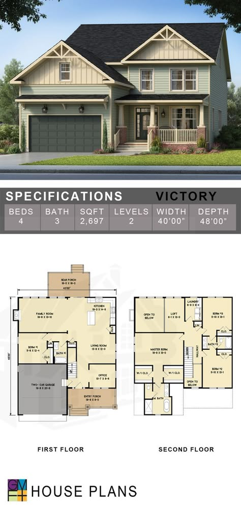 #houseplan #floorplan #residentialdesign #architecture #craftsman Suburban Family Home Floor Plan, Three Bedroom House Plans Two Story, Sims 3 Houses Blueprints, Small Family House Plans, Sims 4 Blueprints, Sims 4 Floorplan Layout, Family Home Layout, Family Home Floor Plans, Sims 4 Floor Plan