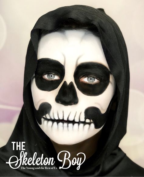 Grim Reaper Face Paint For Kids, Grim Reaper Face Paint, Grim Reaper Makeup Female, Kids Skeleton Face Paint, Skeleton Face Paint Easy, Reaper Makeup, Grim Reaper Makeup, Female Grim Reaper, Skeleton Face Paint