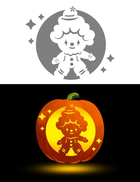 Printable Kawaii Clown Pumpkin Stencil Kawaii Pumpkin Carving Stencils, Kawaii Pumpkin Carving, Clown Pumpkin Carving, Pumpkin Stencils Free Printable, Kawaii Clown, Clown Pumpkin, Pumpkin Carving Stencils Templates, Pumpkin Stencils Free, Pumpkin Carving Stencils