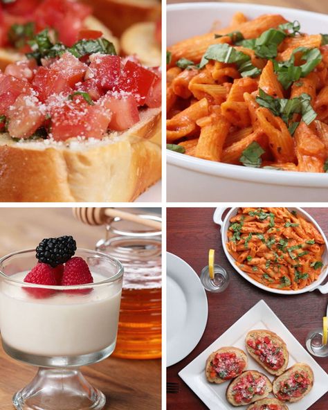 3-Course Italian Dinner - kids thought the pasta was too spicy, make again with less red pepper flakes Course Meal Ideas, 3 Course Meal Ideas, Penne A La Vodka, 3 Course Dinner, 3 Course Meal, Penne Alla Vodka, 3 Course Meals, Italian Dinner Recipes, Cooking Courses