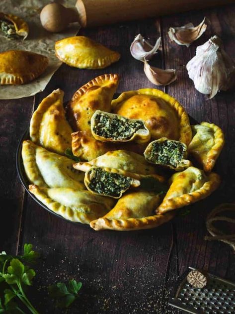 Easy Argentine Spinach Empanadas Recipe • Our Plant-Based World Lentil Empanadas, Spinach Empanadas, Cheese Empanadas Recipe, Vegan Empanadas, Beet Hummus Recipe, Empanada Maker, Cheese Empanadas, Vegan Spinach, Vegan Ricotta