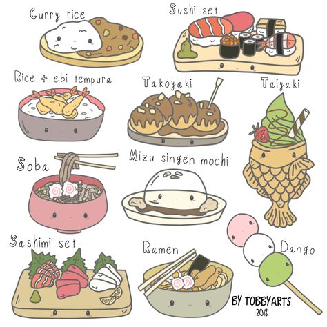 Japanese food dessert clip art set cute kawaii drawing illustration Desserts Japonais, Japanese Things, Food Aesthetics, Sushi Set, Food Cartoon, Food Clipart, Japanese Drawings, Drawing Animals, Karakter Disney