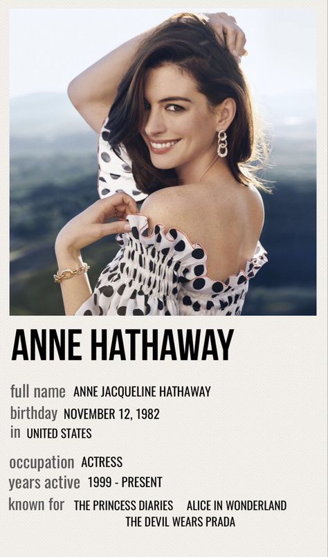 Anne Hathaway Poster, Bra Image, Movie Poster Wall, Minimal Poster, Popular People, Celebrity Lifestyle, Movie Posters Minimalist, Famous Singers, Music Magazines