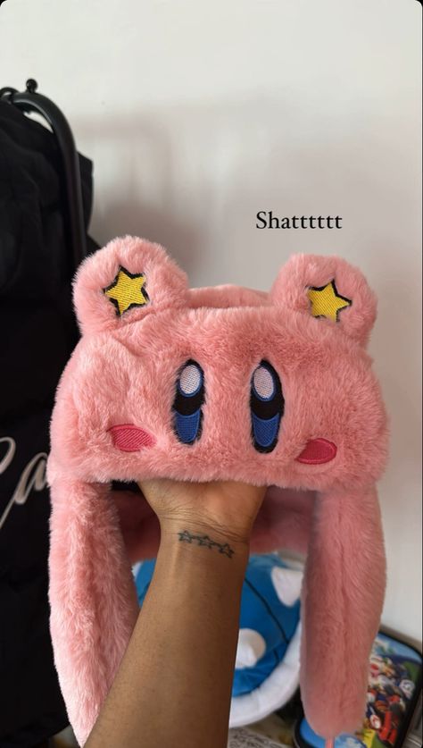 Kirby Clothes Aesthetic, Kirby Clothing, Kirby Graduation Cap, Kirby With Headphones, Kirby Clothes, Fur Hat Aesthetic, Kirby Outfit, Kirby Accessories, Kirby Items