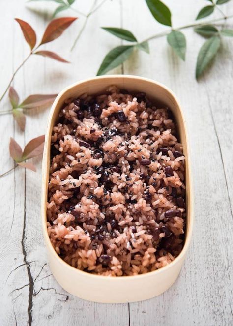 Rice with Azuki Beans (Osekihan) | RecipeTin Japan Japanese Beans Recipe, Japanese Adzuki Bean Recipes, Azuki Recipe, Adzuki Bean Recipes, Azuki Bean Recipes, Adzuki Bean Recipe, Azuki Beans, Rice With Beans, Bean Rice