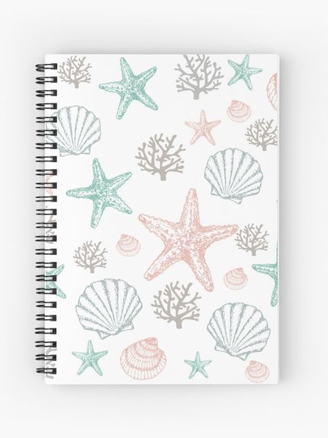 Agendas Aesthetic, Beach Jobs, Journal Front Cover, Orange Journal, Beach Journal, Summer Grill, Summer Journal, Seashells Patterns, Cover Journal