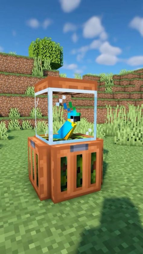 Minecraft Bird Cage, Minecraft Bird House, Minecraft Tutorials, Minecraft Cottage, Cottage Farm, Parrot Cage, Minecraft Stuff, Minecraft Tutorial, Bird Cages